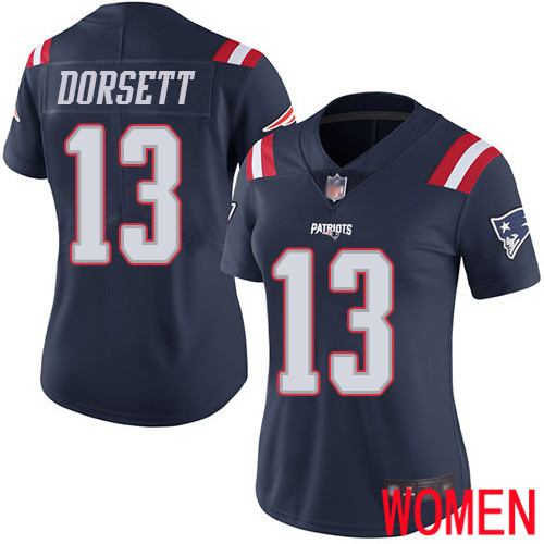 New England Patriots Football #13 Rush Vapor Limited Navy Blue Women Phillip Dorsett NFL Jersey->new england patriots->NFL Jersey